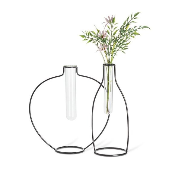 Abbott Collection - Wide Shape Frame Metal & Glass Vase - Picture 3 of 6